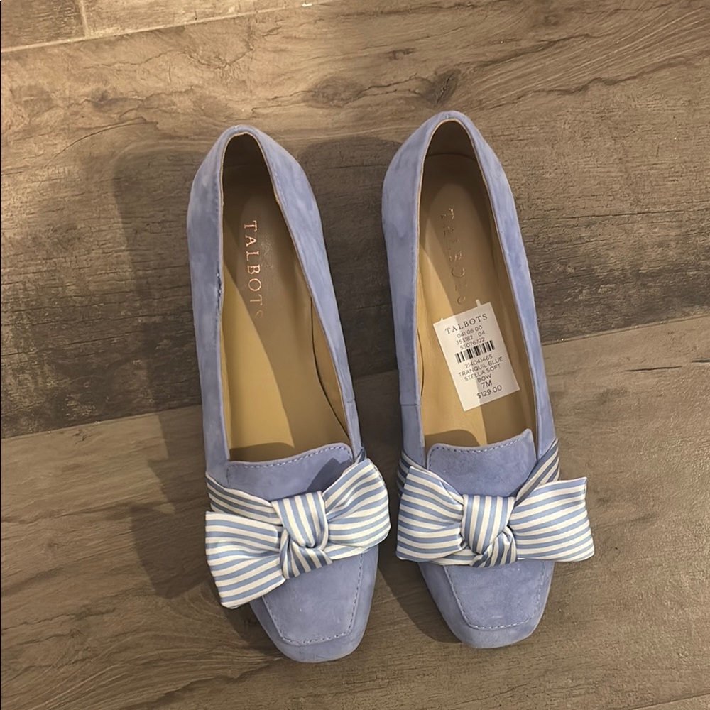 Talbots Blue Flats with Bow Detail